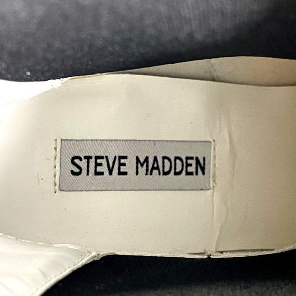 STEVE MADDEN Teaser Gloss White Wedge Heel Ankle Boot 8.5 M Chunky Mod Rave Y2K - Picture 10 of 11